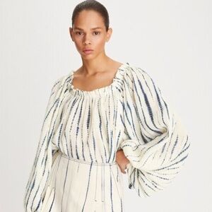 New Tory Burch Ivory Wavelength Ruffle Neck Top - Size XS